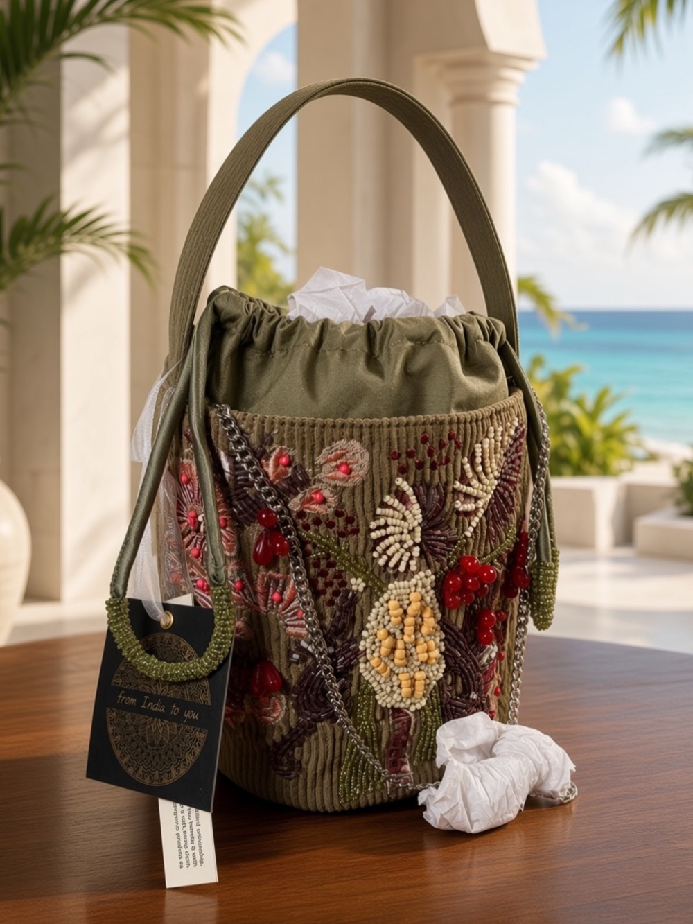 VIRAL BEADED BAG - ABSTRACT PALM TREE 2026